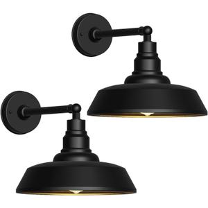 12" Outdoor Gooseneck Barn Lights, Black Farmhouse Wall Lights, Waterproof and Rust-Resistant Light Fixtures for Garage, Porch, Patio, or Backyard 2-Pack