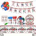 2026 World Soccer 102Pcs Birthday Party Decorations Includes Plates, Napkins, Cups, Banner, Tablecloths, Balloons, Cupcake Toppers for 2026 Soccer Party Decorations, Serves 10