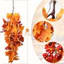2 pcs 31.5inch Fall Hanging Maple Leaves Plants Autumn Wall Decor Wall Hanging Maple Leaves for Autumn Indoor Outdoor Home Fireplace Thanksgiving Party Halloween Decor