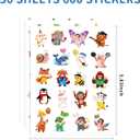 2 x 600 Pcs Animal Fruit Food Stickers for Kids, Cute Stickers 30 Sheets for Boys, Girls, Party Favors, Classroom, Prizes for Kids