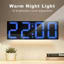 JALL 22'' Large Digital Wall Clock, Big LED Number Dispaly, DST, Night Light for Classroom, Living Room, Bedroom, Mounted, Birthday Xmas Gift for Senior, Mem Womem Mom Dad, Blue