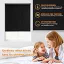 Blackout Roller Shades for Windows, Cordless Free-Stop Blinds with Thermal Insulated,UV Protection Fabric. Pull Down Room Darkening Door Blinds for Home, Office Easy to Install(38" W x 72" H,Black)