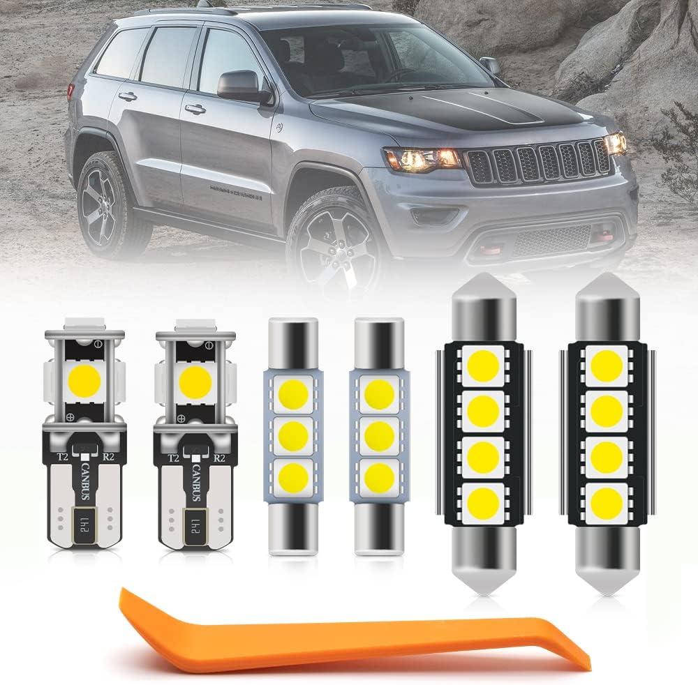 15pcs Grand Cherokee Interior LED Lights Bulb Kit for Jee'p Grand Cherokee WK2 2011 2012 2013 2014 2015 2016 2017 2018 2019 2020 Super Bright 6000K LED Map Dome Light Interior LED Light Bulbs