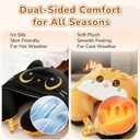 Certified to ASTM & CPSIA Standards Kids Travel Neck Pillow with Hood, Memory Foam Airplane Pillow, Double-Sided, Cute Design, Cooling Ice Silk & Soft Plush, Adjustable, Portable & Washable for Flights