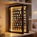 Light Up Pin Display Case 16x12 Black with Openable Door, LED Enamel Pin Display Board for Wall or Tabletop, Pin Holder Collection Display Frame for Collectors