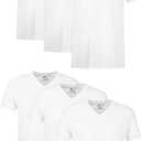 Hanes Mens Cotton, Moisture-wicking V-neck Tee Undershirts, Multiple Packs And Colors (Large, White - 6 Pack)