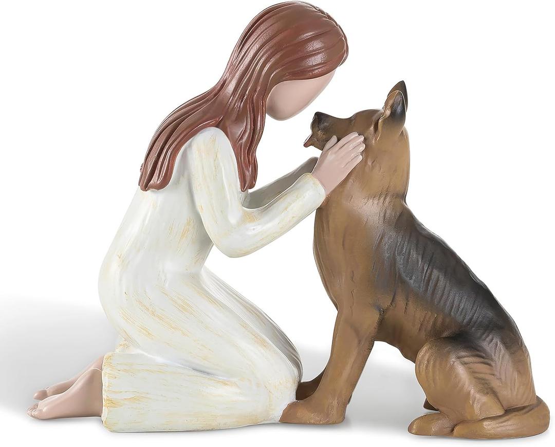 Storieme German Shepherd Gifts for Women: Pet Loss Sympathy Bereavement Remembrance Memorial Gift Angel of Friendship Black Dog Figurines for Dogs Lovers (5.4" x 4.3")