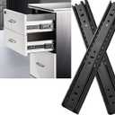 12 Inch Soft Close Drawer Slides Full Extension, Ball Bearing Side Mount Drawer Glides, 100 LB Load Capacity Heavy Duty Metal Rails for Cabinet Wardrobe Dresser Kitchen Drawers, Black (1 Pair)