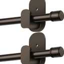 Curtain Rods No Drilling 2 Pack 32 to 86 Inch, HOTOZON 5/8 Inches No Drill Curtain Rods for Windows 55 to 82 Inches(4.5-6.8 ft), Renter Friendly Drapery Rod for Lightweight Curtains, Bronze