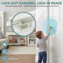 Adjustable Child Proof Door Top Lock with Ergonomic Grip, 2MM Thick Solid Steel Child Safety Door Top Lock for Interior Exterior Doors Easy Sliding Lock Unlock from Both Sides for Kids Safety