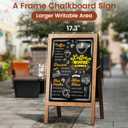 Chezerra A Frame Chalkboard Sign, 40"x20" Extra Large Sidewalk Chalk Board, Wooden Standing ChalkBoards Set with Markers, Double-Sided Magnetic Blackboard for Cafs, Weddings, Party Guide, Brown