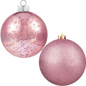 XmasExp 6in Large Christmas Ornaments Christmas Ball Ornaments Giant Tree Decoration Shatterproof Decorative Hanging Balls for Holiday Party Decor (Pink,2pcs)