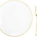 Festiva 400Pcs Gold Dessert Plates 6.3" with Forks 5"- 200PCS Small Disposable Dessert/Cake/Appetizer Plates and 200PCS Forks - Serve 200 Guests for Birthday Party& Wedding &Easter