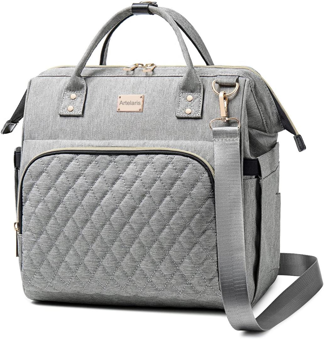 Artelaris Insulated Lunch Bag for Women Men, Large Reusable Lunch Box, Adult Leakproof Cooler Tote Bags Adjustable Strap for Work Picnic16 Liters (Gray)