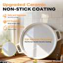 16" 3-Layer Hybrid Pizza Steel for Fast & Even Heating, Ceramic Nonstick Smooth Pizza Pan, Oven Baking Steel for Pizzas Up to 14", 304 Stainless Steel + Aluminum Core + 403 Stainless Steel, Non-etched, Extra Large