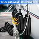 4.5/5.5/6.5/8.5/10/16 inch Boat Fenders 4 Pack,Ribbed Twin Eyes Vinyl Boat Bumpers Fenders,Boat Bumpers for Docking Come with Ropes Needles and Pump to Inflate (Black)