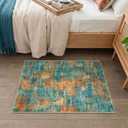 Lansny Abstract Small Area Rug 2x3 Entryway Rugs Washable Indoor Door Mat Entrance, Colorful Non Slip Kitchen Rugs, Throw Rug Printed Faux Wool Floor Carpet for Front Door Foyer Entry Sink