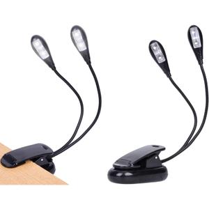 TEECOO 2 Pack Music Stand Light, Clip on Piano Light, USB and AAA Battery Operated, Eye Caring LED Book Lights, 2 Arm x 2 Brightness Levels, Ideal for Piano, Sheet Music, Orchestra, Guitar (Black)
