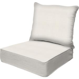 Honeycomb Outdoor Deep Seat, 24 x 23, Textured Solid Bone Chair Cushion for Patio Furniture