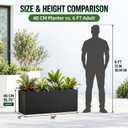 36" Large Rectangular Metal Planter Box for Outdoor Plants, Modern Black, 36" 12" 16"