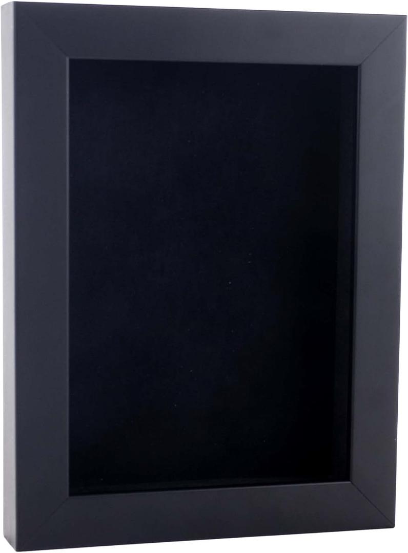 18x24 Shadow Box Frame Black Wood | with a 3/4" Usable Display Depth | Includes a Black Real Suede Texture Acid-Free Backing Board, UV Resistant Acrylic, and Hanging Hardware