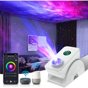 Galaxy Projector,Star Projector Galaxy Light,Smart Northern Lights Projector,Aurora Starlight Projector,Rotatable Nebula Lamp,APP&Voice Remote Control,24H Timer,LED Night Light Projector for Bedroom