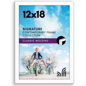 Americanflat 12x18 Poster Frame with Shatter-Resistant Glass - Signature Collection - Gallery-Style Frames Made of Engineered Wood - Photo Frame for Wall Display - White