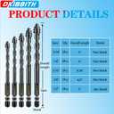 DKIBBITH 4-Flute Serrated Masonry Drill Bit Set (10-Piece, Black) - 3/16" to 1/2" for Concrete, Tile, Brick, Glass, Ceramic