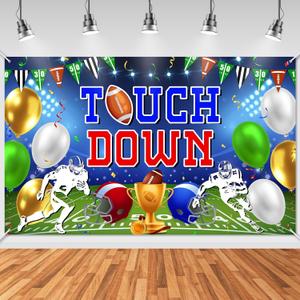Avezano Football Banner Touchdown Backdrop Football Party Decorations Game Day Banner Sports Birthday Party Decorations Supplies (6x3.6ft)