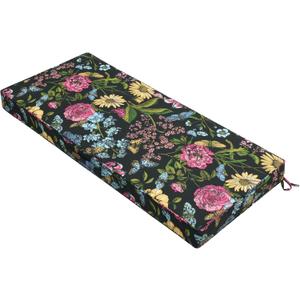 FUNHOME Outdoor Bench Cushion 42 x 18 Inch, Water-Repellent Patio Furniture Cushion, Patio Loveseat Cushion with Handle and Straps, Garden Sofa Settee Couch Swing Pads 1 Pack, Black Flower Butterfly