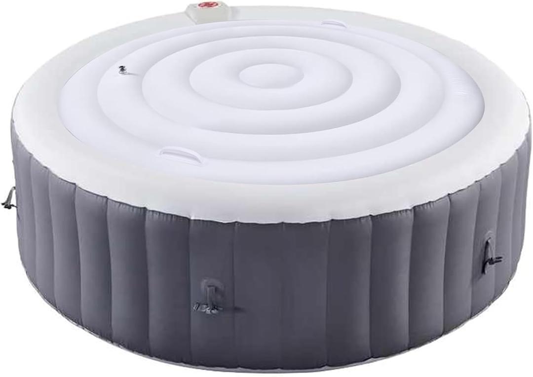 4.5 Ft Inflatable Hot Tub Cover - Energy Saving Lid for Round Hot Tub - Foldable Protective Rain Overflow Cover for Outdoor Inflatable Hot Tubs