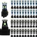 WLJH 40 Pack T5 T10 LED Bulbs with Sockets, Non Polarity Plug and Play, 300 Lumen Dimmable,for Interior Dash Gauge Cluster Dome Map Footwell and License Plate Lights, Fits 74 2721 194 168, Ice Blue