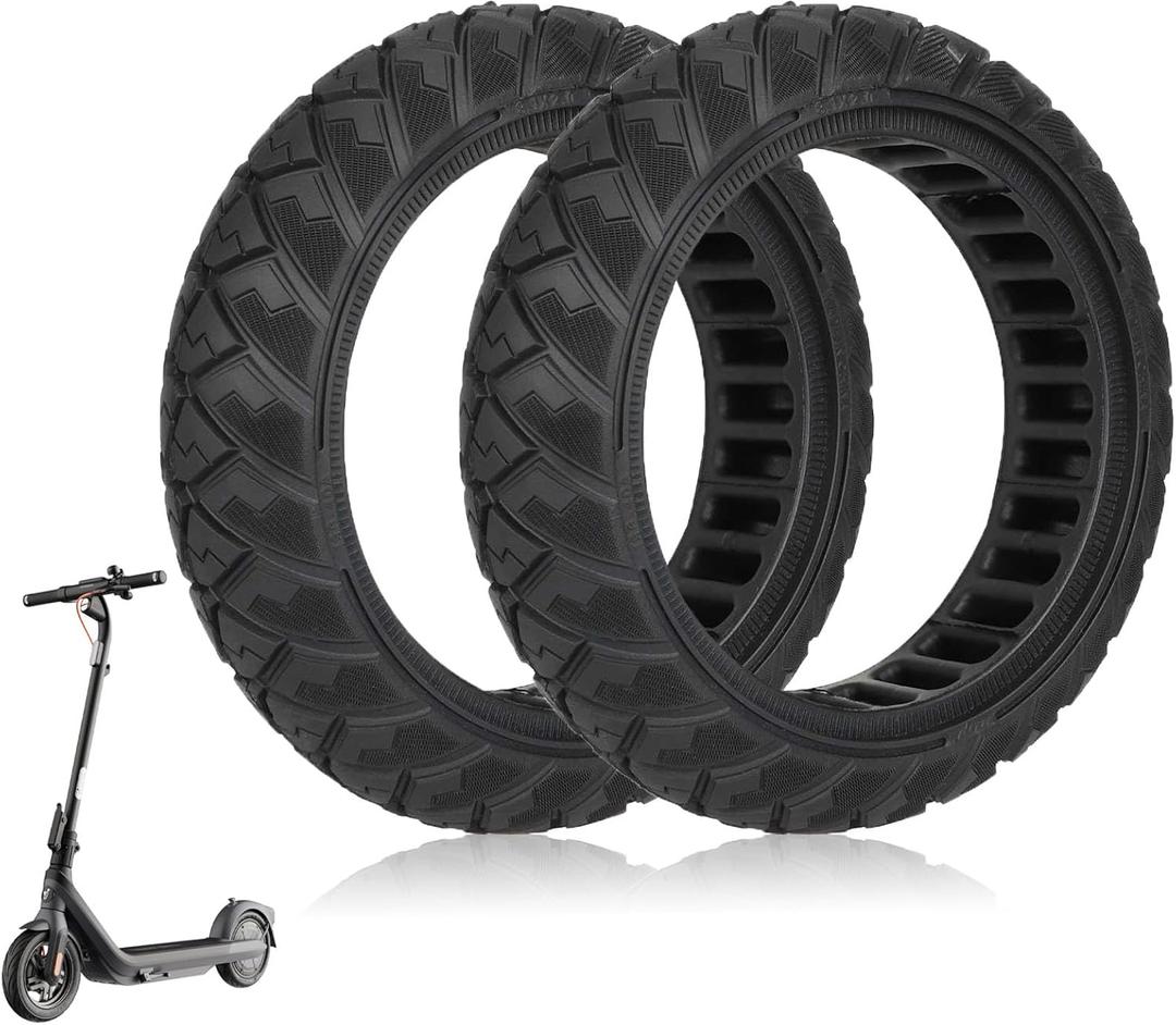 8.1 inch 8.12.0 Solid Tire for Segway Ninebot E2/E2 Plus, for Xiaomi 4 Go Scooter Accessories, Off-road, Rubber Tyre, Non-slip, Kickscooter Replacement Wheels, Black, 2 Pack