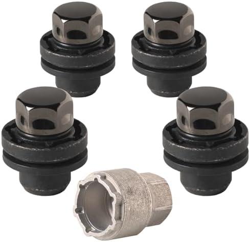 Farad GalaxyLock 382/MX Black Chromed Lug nut Wheel-Locks Kit Suitable for Toyota Camry (M12 X 1.5 Thread Size) - Set of 4 Lug Nuts + 1 Key
