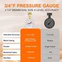 Water Pressure Gauge 3/4" Female,0-200 PSI Pressure Gauge Water Pressure Test Gauge for Home,2.5" Dial.