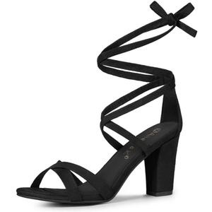 Allegra K Women's Lace Up High Block Heeled Sandals (9.5)