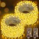 Hezbjiti 2 Pack 1000 LED 403 FT Christmas String Lights Outdoor, 8 Lighting Modes IP44 Waterproof Fairy Lights with Timer and Dimmable Function for Party Tree Decorations (Warm White, Clear Wire)