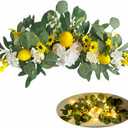 Lemon Swags 22" Artificial Decorative Floral Swags with Lights Lemons Bridal Shower Welcome Sign Fruit Swags Summer Spring Lintel Lemon Wreath for Wedding Arch Front Door Wall Home Kitchen Decoration