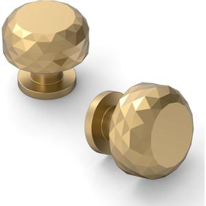 Asidrama 10 Pack Champagne Bronze Cabinet Knobs Heavy-Duty Solid Kitchen Cabinet Pulls Champagne Gold Dresser Drawer Hardware for Cupboard (Single Hole Knob)
