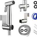 Toilet Bidet Spray Gun Hose Kit with Hanger,Spray Bidet Attachment Water Pressure Adjustable Stainless Steel Diaper Handheld for Washing Kitchen Bathroom Bath Pet with T Valve Adapter