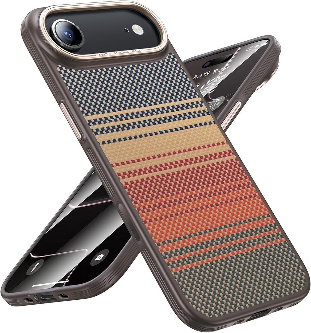 Maledan for iPhone Air Case Carbon Fiber - Slim iPhone 17 Air Case with Caseless Feel [Fit for MagSafe][Real 1500D Aramid Fiber] Shockproof Magnetic Thin & Light Cases iPhone 17Air Anti-Scratch Cover (Sunset)
