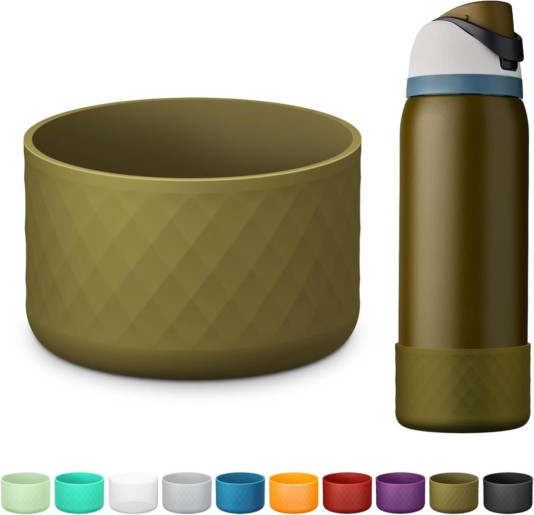 Silicone Boot for Owala Water Bottle 24 oz 32 oz 40 oz, Anti-Slip Protective Sleeve for FreeSip/Twist/Flip Stainless Steel Water Bottles Accessories (dark green)