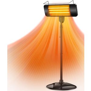 Electric Patio Heater, 1500W Patio Heaters for Outdoor Use, Fast Heating Waterproof Outdoor Electric Heater w/ 3 Setting, Tip-Over & Overheat Protection Infrared Garage Heater for Indoor Use, Pets, Dog