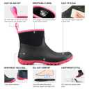 HISEA Women's Rubber Boots Waterproof, Ankle Rain Boots Insulated Neoprene Mud Boots, Anti-Slip Outdoor Work Shoes for Hunting Gardening Farming Yard Working, Size 9