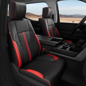 Toyota Tundra Seat Covers Crew Max Double Cab SR SR5 2022 2023 2024 2025 2026, Waterproof Custom Fit Car Seat Cover Full Set, Black Red(Not Compatible with legrest)