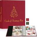 SUNAUTO Christmas Gift Card Booklet 5x7, Linen Cover Christmas Greeting Card Binder Organizer with 50 Plastic Sleeves, Holds 100 Cards for Holiday Xmas Memory Keepsake Storage Book Album (Red)