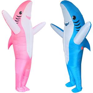 Adults Inflatable Halloween Costumes Blow Up Shark Costume for Halloween, Birthday Gift Cos Play Party (2 Packs/Blue+pink)
