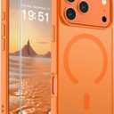 SUPFINE Magnetic for iPhone 17 Pro Case with Screen Protector (Compatible with MagSafe)(Military Grade Drop Protection) Translucent Matte Shockproof with Anti-Fingerprint Phone Cover,Starry Orange