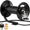 M MINGLE Pressure Washer Hose Reel 300ft, Heavy Duty Steel Hose Reel, Manual Crank Power Washer Hose Reel with Swivel Arm, 3/8" NPT Outlet Pipe, 4000 PSI
