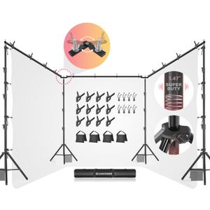 LimoStudio [Enhanced Super Duty] 30.3 x 10.4 ft. Triple Extended Crossbar Backdrop Stands, Super Heavy Duty & Thicker Pole, Strongest in Market No Bend No Shake, 360 Rotatable Angle Control, AGG3354 (30.3 x 10.4 feet (W x H))
